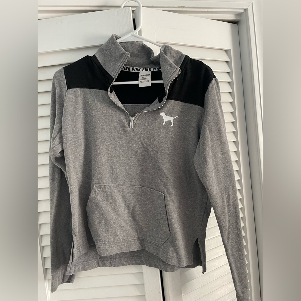 Grey PINK Quarter Zip